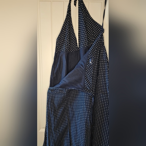 🌟SALE🌟 [GAP] Navy Blue & White Polka Dot Halter Top Midi/Maxi Dress 《10》 - Picture 9 of 16